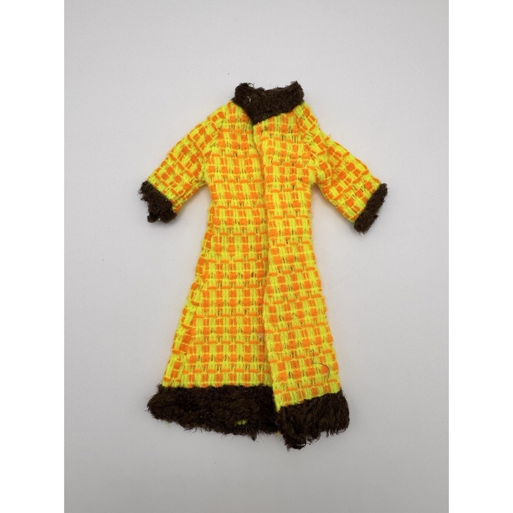Vintage Barbie Clone Maxi Mod Print Coat‎ Fur Trim Shillman